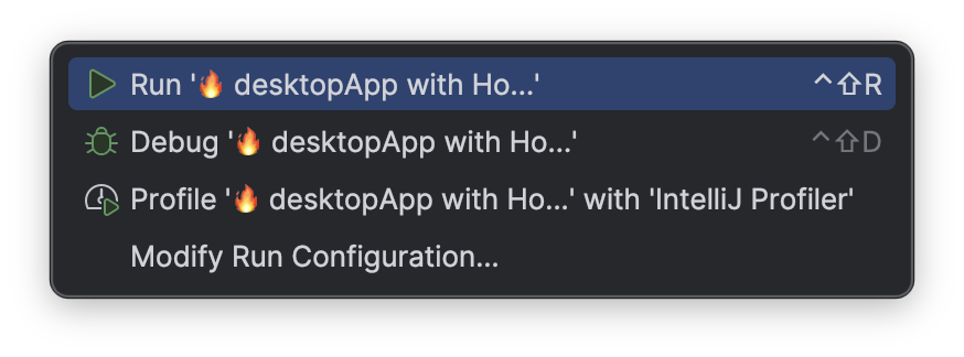 Compose Hot Reload special mode of running application